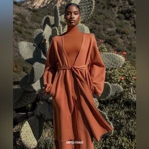 NWT Andrea Iyamah Ona Knit Cardigan in Pumpkin Rust Orange Long Wrap Cardigan